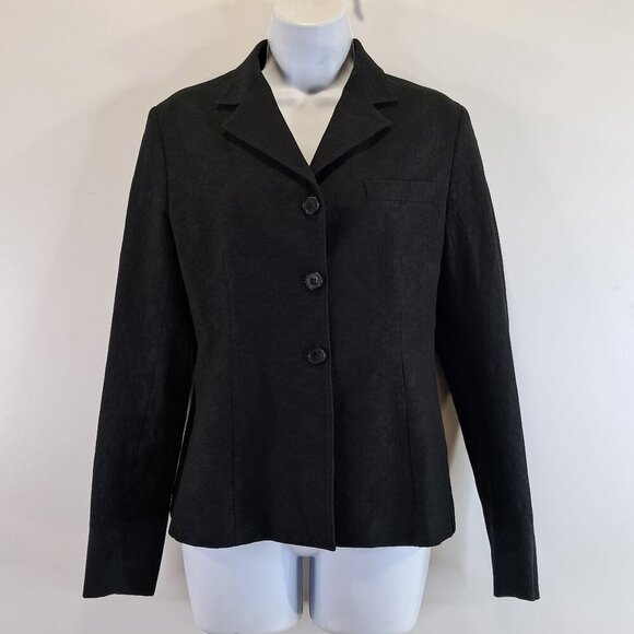 Barneys New York Textured 3 Button Lined Black Blazer Jacket Size 6 - Picture 1 of 9